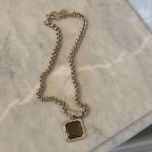 Ann Taylor Gold Necklace with Black Pendant
